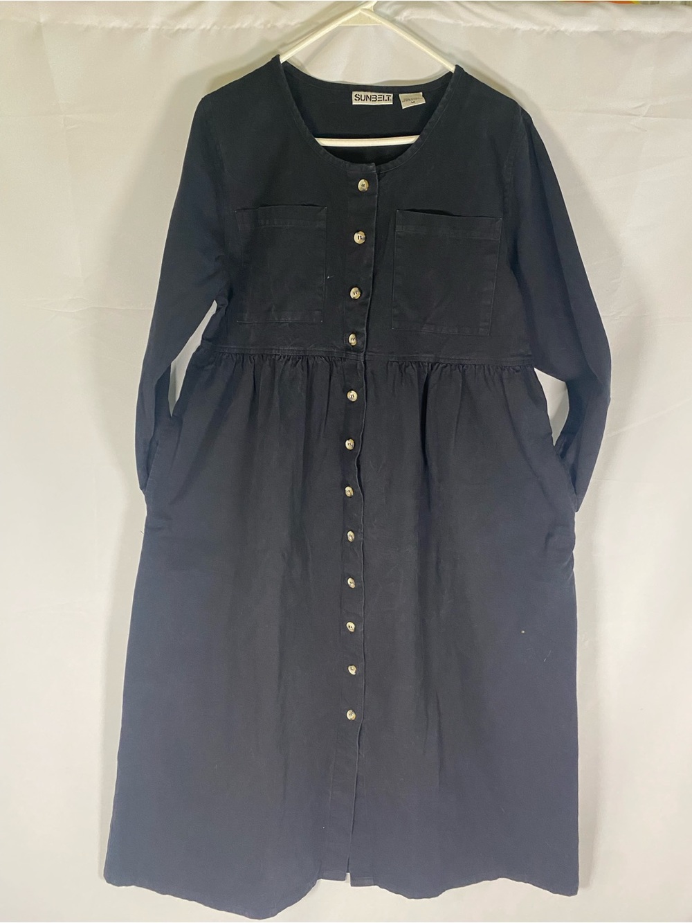 Sunbelt Black Button-Front Midi Dress with Pockets